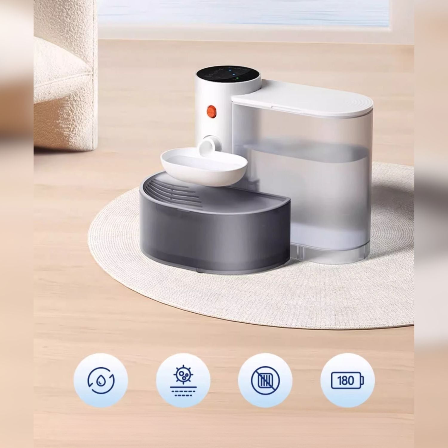 katten drinkfontein slim hygienische waterbak met groot reservoir